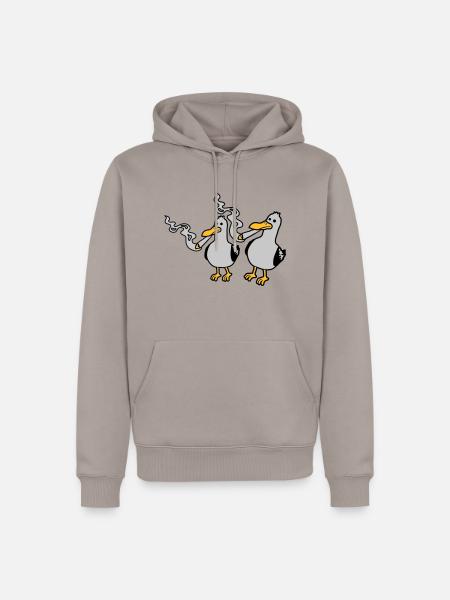 2 Stoner Seagull Friends - Men’s Premium Organic Hoodie - taupe