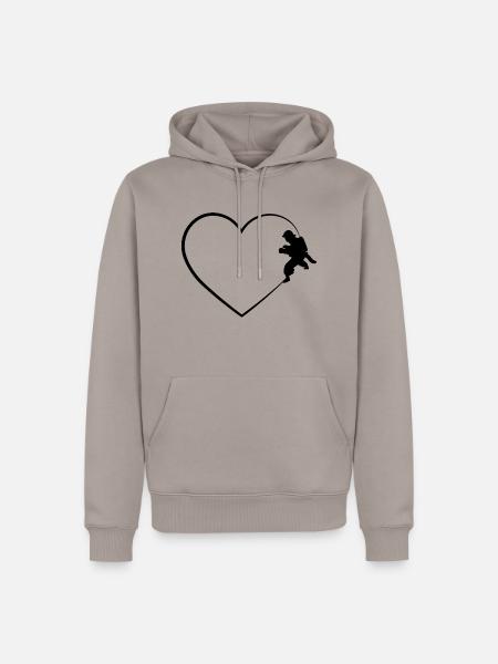 Herz 2 und Feuer Brigader - - Männer Premium Bio Hoodie - Taupe
