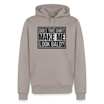 Look chemise chauve citation - Sweat à capuche Premium bio Homme - taupe - Devant - Nico (187cm)