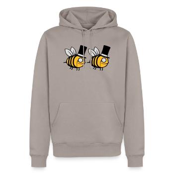 Team Zylinder Hut Bienen - Männer Premium Bio Hoodie - Taupe - Vorne - Nico (187cm)