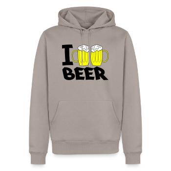 i love beer - Männer Premium Bio Hoodie - Taupe - Vorne - Nico (187cm)