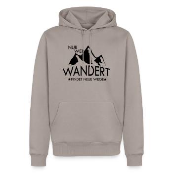 nur wer wandert findet neue wege3 - Männer Premium Bio Hoodie - Taupe - Vorne - Nico (187cm)