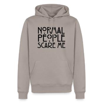 Normal People Scare Me - Männer Premium Bio Hoodie - Taupe - Vorne - Nico (187cm)