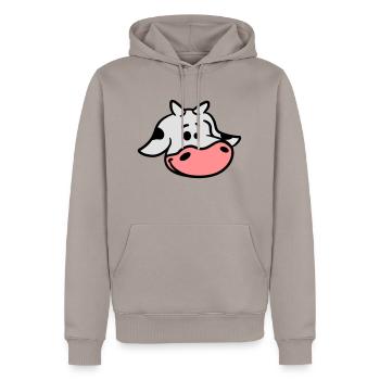Süßes Kalb Kuh Gesicht - Männer Premium Bio Hoodie - Taupe - Vorne - Nico (187cm)