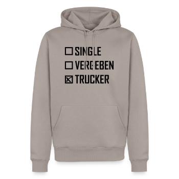 singel vergeben trucker - Männer Premium Bio Hoodie - Taupe - Vorne - Nico (187cm)