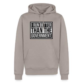 mieux fonctionner que le gouvernement - Sweat à capuche Premium bio Homme - taupe - Devant - Nico (187cm)