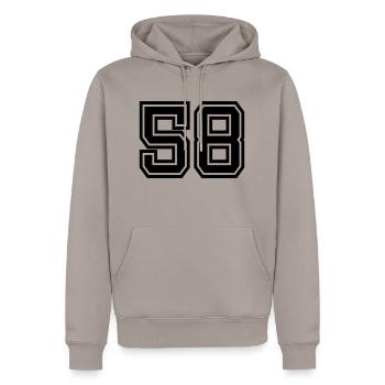 58 - Männer Premium Bio Hoodie - Taupe - Vorne - Nico (187cm)