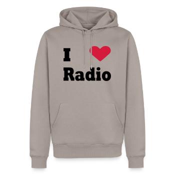 I love radio - Sweat à capuche Premium bio Homme - taupe - Devant - Nico (187cm)