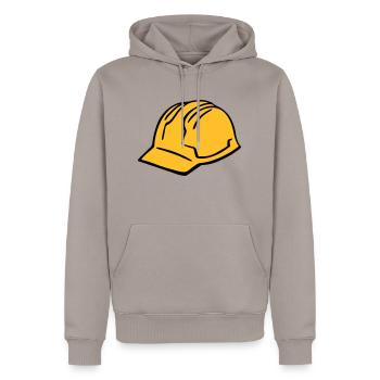 Hard hat - Men’s Premium Organic Hoodie - taupe - Front - Nico (187cm)