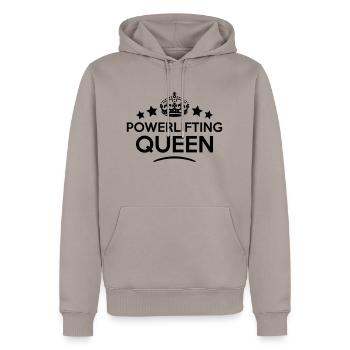powerlifting queen keep calm style copy - Men’s Premium Organic Hoodie - taupe - Front - Nico (187cm)