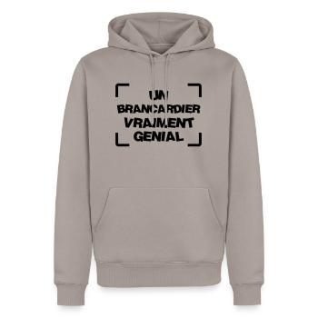 Brancardier / Ambulancier / Ambulance / Hôpital - Sweat à capuche Premium bio Homme - taupe - Devant - Nico (187cm)