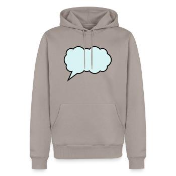 cloud bubble design - Men’s Premium Organic Hoodie - taupe - Front - Nico (187cm)