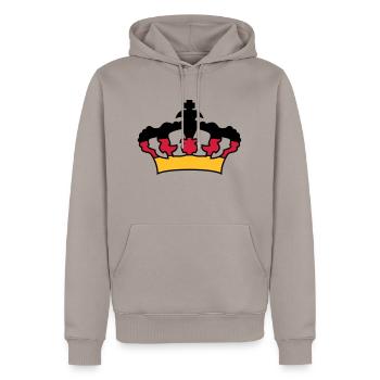 couronne roi reine prince princesse motif Allemagn - Sweat à capuche Premium bio Homme - taupe - Devant - Nico (187cm)