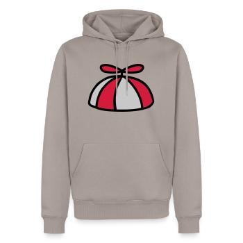 Bunte Propellermütze Windrad Hut - Männer Premium Bio Hoodie - Taupe - Vorne - Nico (187cm)