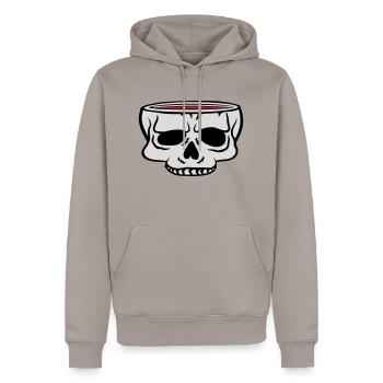 Cartoon Skull Cup Horreur - Sweat à capuche Premium bio Homme - taupe - Devant - Nico (187cm)