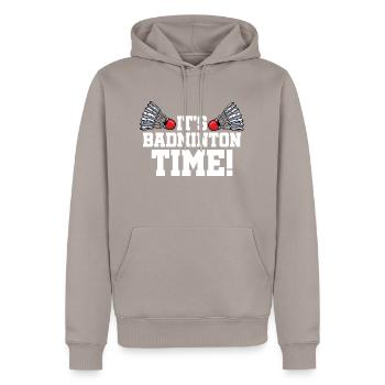 It's Badminton Time Graphic Badminton Player Shutt - Männer Premium Bio Hoodie - Taupe - Vorne - Nico (187cm)