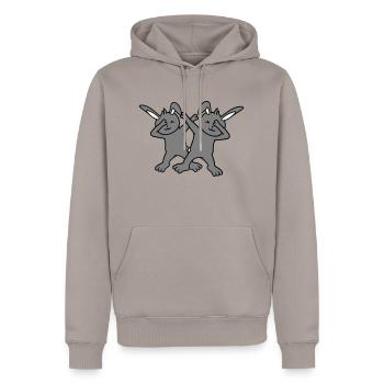 2 Bunnies Dabbing Dab Dance Pose Dancing Party Celebrations - Men’s Premium Organic Hoodie - taupe - Front - Nico (187cm)