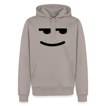 Satisfait Smiley - Sweat à capuche Premium bio Homme - taupe - Devant - Nico (187cm)