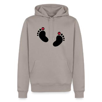 Bébé pieds - Sweat à capuche Premium bio Homme - taupe - Devant - Nico (187cm)