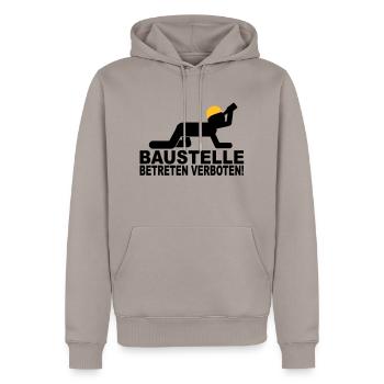 chantier de construction d'entrer interdit - Sweat à capuche Premium bio Homme - taupe - Devant - Nico (187cm)