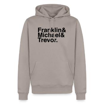 GTA 5 – Franklin&Michael&Trevor. - Männer Premium Bio Hoodie - Taupe - Vorne - Nico (187cm)