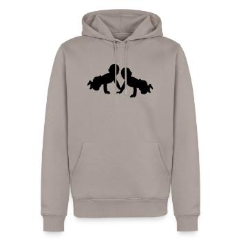 Baby - Mannen Premium Bio hoodie - taupe - Voor - Nico (187cm)