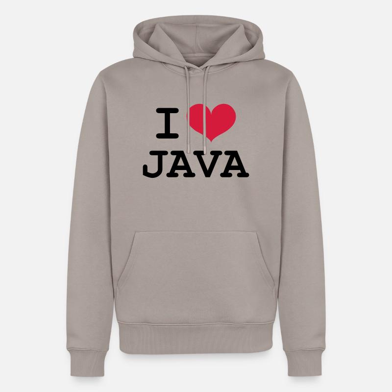I Love Java - Sweat à capuche Premium bio Homme - taupe