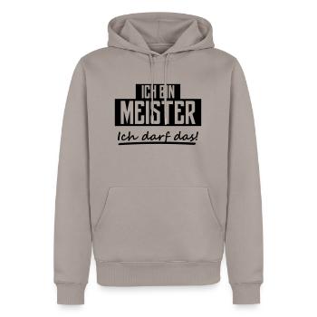 ich bin meister - Männer Premium Bio Hoodie - Taupe - Vorne - Nico (187cm)