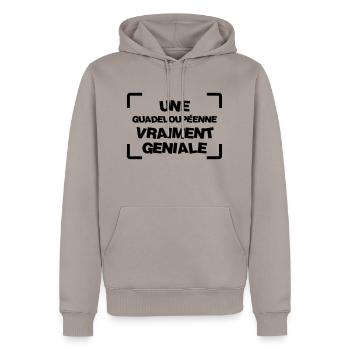 Guadeloupe / Gwadloup / Guadeloupéen / 971 - Sweat à capuche Premium bio Homme - taupe - Devant - Nico (187cm)