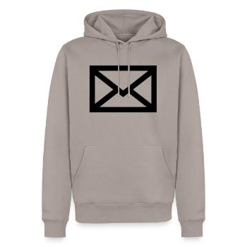Mail envelope - Men’s Premium Organic Hoodie - taupe - Front - Nico (187cm)