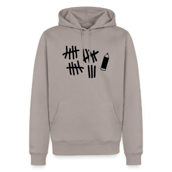 Striche - Stift - Männer Premium Bio Hoodie - Taupe - Vorne - Nico (187cm)