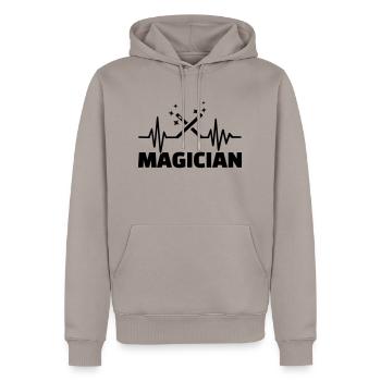 Magician - Men’s Premium Organic Hoodie - taupe - Front - Nico (187cm)