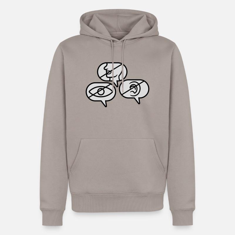 Ne voyez pas Speak Hear - Sweat à capuche Premium bio Homme - taupe