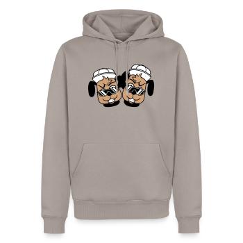 2 DJ chiens lunettes de soleil adolescent casquette casquette équipe - Sweat à capuche Premium bio Homme - taupe - Devant - Nico (187cm)