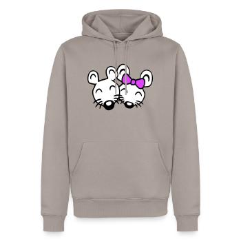 2 Mäuse Paar Zwei Verliebt Valentinstag Frau Mann - Männer Premium Bio Hoodie - Taupe - Vorne - Nico (187cm)