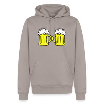 Bierglas Anstoßen - Männer Premium Bio Hoodie - Taupe - Vorne - Nico (187cm)
