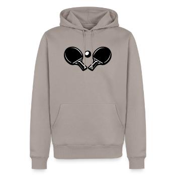 Icône de la batte de tennis de table - Sweat à capuche Premium bio Homme - taupe - Devant - Nico (187cm)