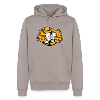 2 Pferd Hut Mann Mädchen Liebespaar Valentinstag - Männer Premium Bio Hoodie - Taupe - Vorne - Nico (187cm)