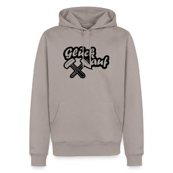 Glück Auf! - Männer Premium Bio Hoodie - Taupe - Vorne - Nico (187cm)
