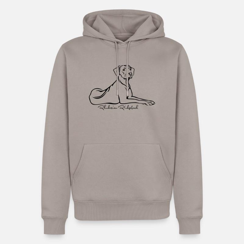 Rhodesian Ridgeback liegend mit Ridge - Männer Premium Bio Hoodie - Taupe