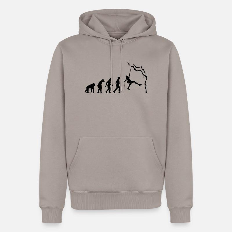 Climbing evolution - Männer Premium Bio Hoodie - Taupe