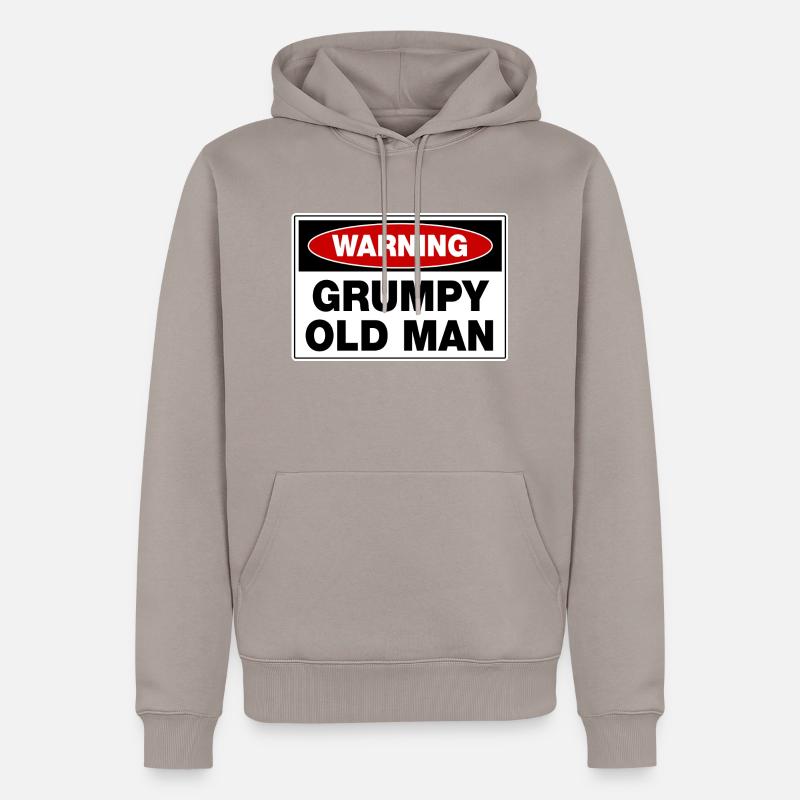 Warning Grumpy Old Man - Sweat à capuche Premium bio Homme - taupe