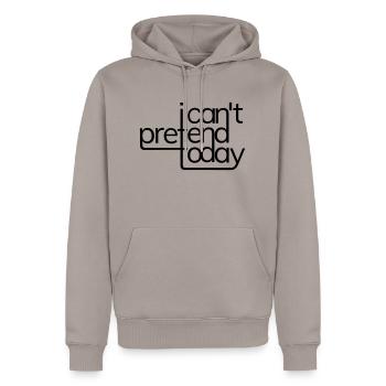 I cant pretend today - Männer Premium Bio Hoodie - Taupe - Vorne - Nico (187cm)
