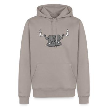 bekiffter elefant 2 freunde team paar kiffen joint - Männer Premium Bio Hoodie - Taupe - Vorne - Nico (187cm)