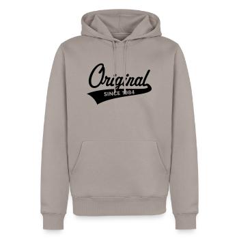 Original Since 1984 (Year Of Birth, Birthday, 1C) - Men’s Premium Organic Hoodie - taupe - Front - Nico (187cm)