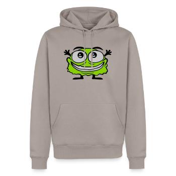 Petit monstre poilu mignon - Sweat à capuche Premium bio Homme - taupe - Devant - Nico (187cm)