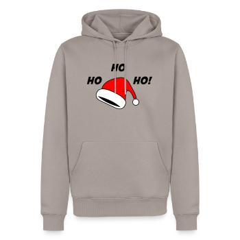 Chapeau de Noël ho ho ho - Sweat à capuche Premium bio Homme - taupe - Devant - Nico (187cm)