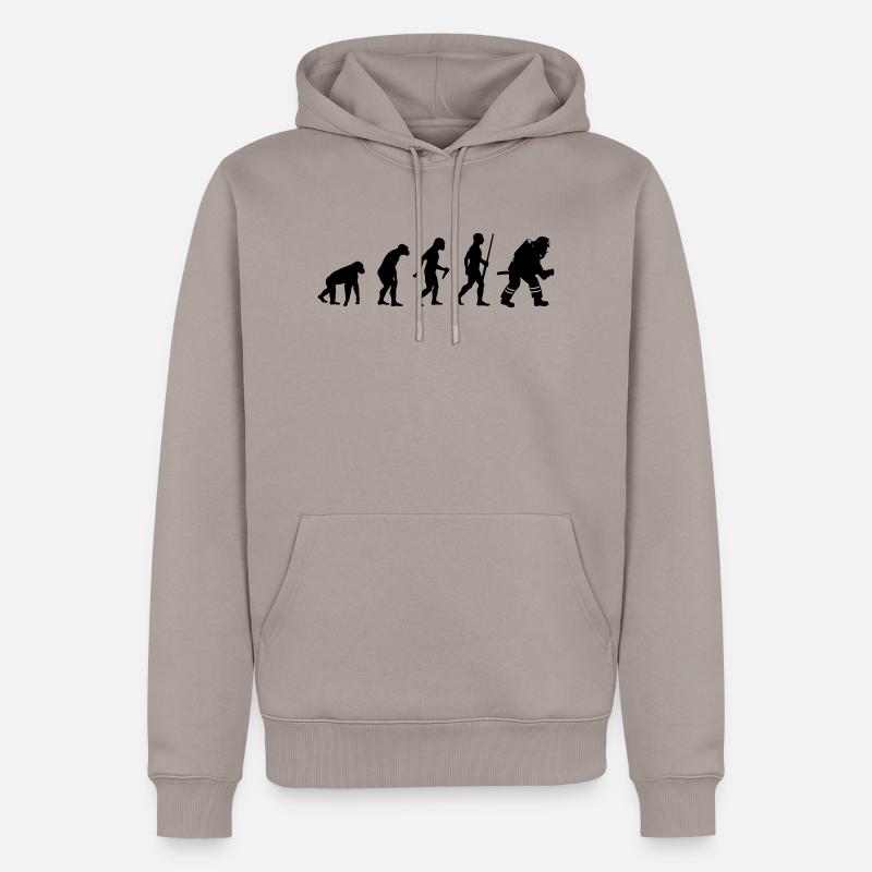L'évolution des pompiers - Sweat à capuche Premium bio Homme - taupe