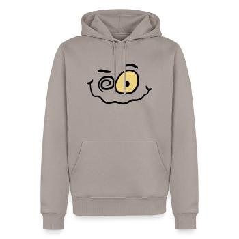 Sourire drôle fou fou - Sweat à capuche Premium bio Homme - taupe - Devant - Nico (187cm)