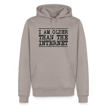 I Am Older Than The Internet - Men’s Premium Organic Hoodie - taupe - Front - Nico (187cm)